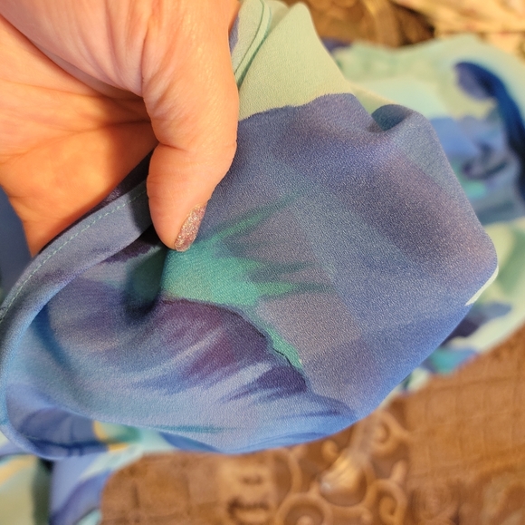 Juniors California Concepts Aqua Blue Floral Maxi Sundress Size 11 - Picture 3 of 4